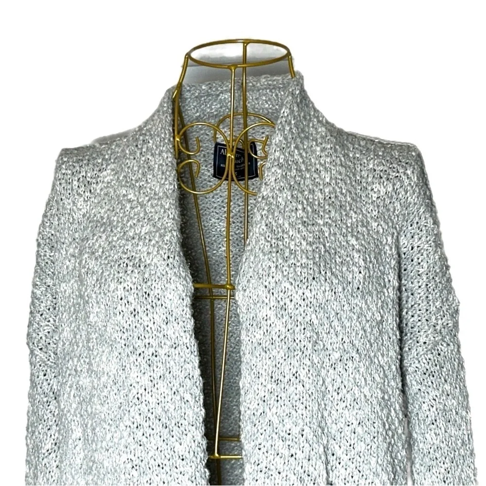 Abercrombie and Fitch Gray Cable Knit Open Cardigan with Patch Pockets, Small